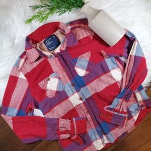 American Eagle Red Plaid Flannel Shirt | sz 0